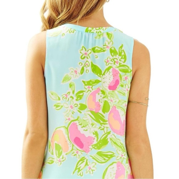 Lilly Pulitzer Stacey Floral Sleeveless Blouse - Blue and Pink, 100% Silk, XXS - Picture 4 of 14
